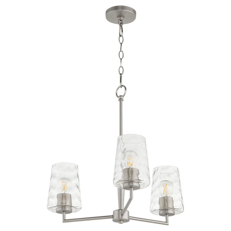 Quorum 6204-3-65 Three Light Chandelier, Satin Nickel