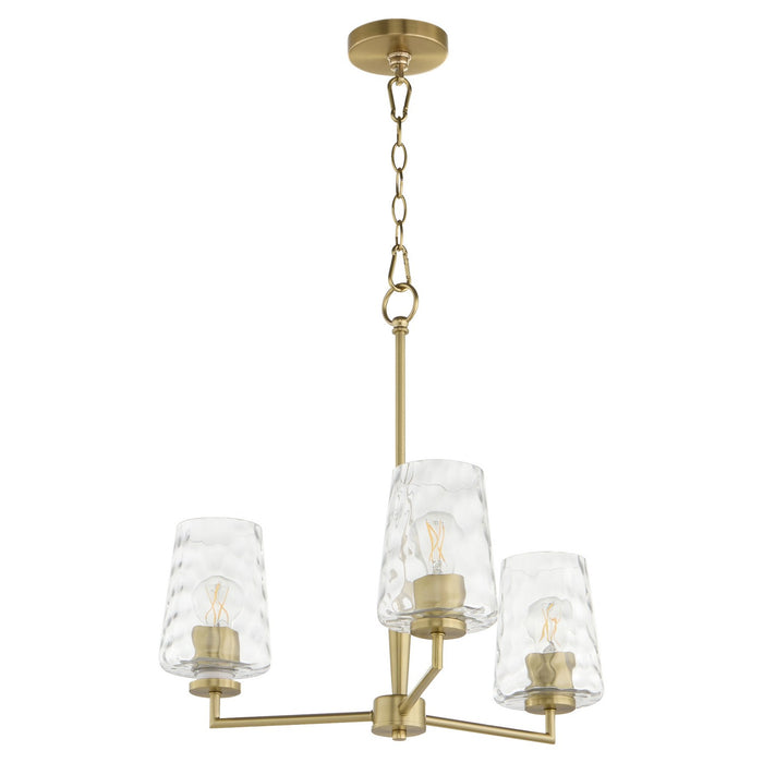 Quorum 6204-3-80 Three Light Chandelier, Aged Brass