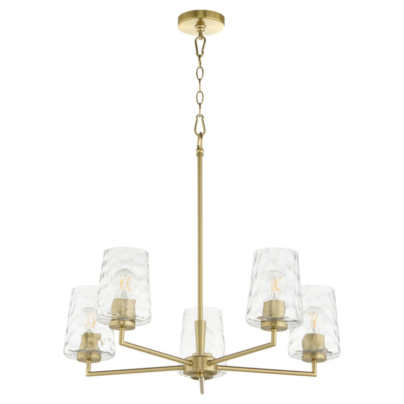 Quorum 6204-5-80 Five Light Chandelier, Aged Brass