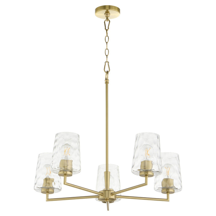Quorum 6204-5-80 Five Light Chandelier, Aged Brass