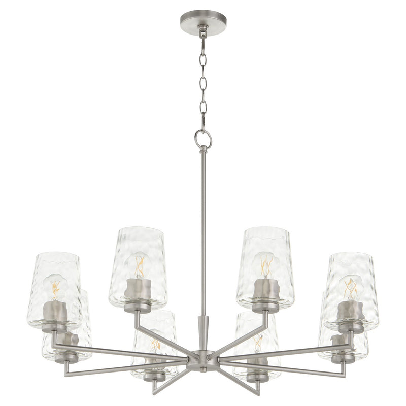 Quorum 6204-8-65 Eight Light Chandelier, Satin Nickel