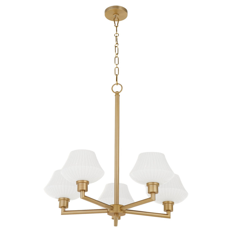 Quorum 6221-5-80 Five Light Chandelier, Aged Brass