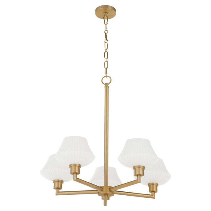Quorum 6221-5-80 Five Light Chandelier, Aged Brass