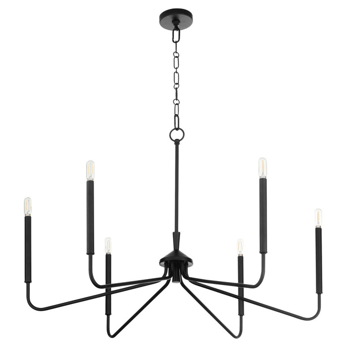 Quorum 6238-6-59 Six Light Chandelier, Matte Black