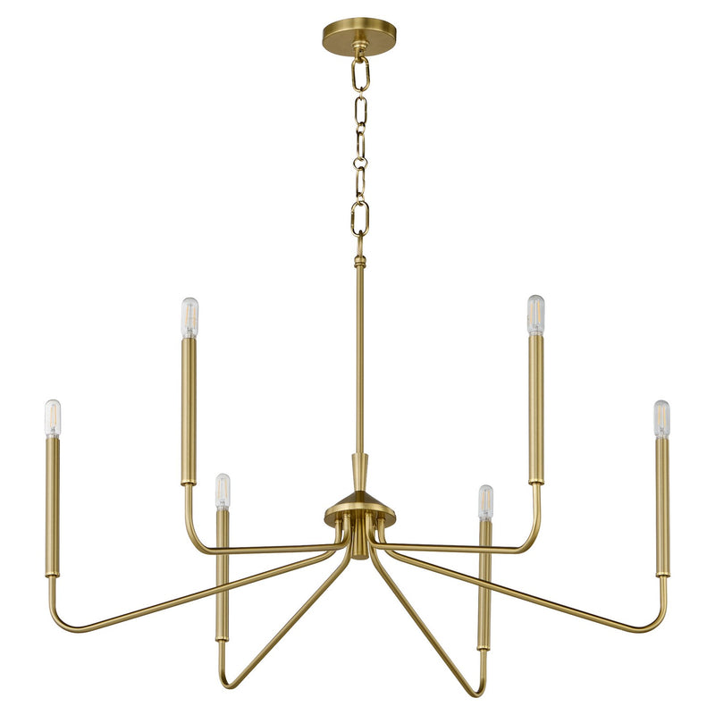 Quorum 6238-6-80 Six Light Chandelier, Aged Brass