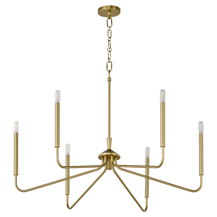 Quorum 6238-6-80 Six Light Chandelier, Aged Brass