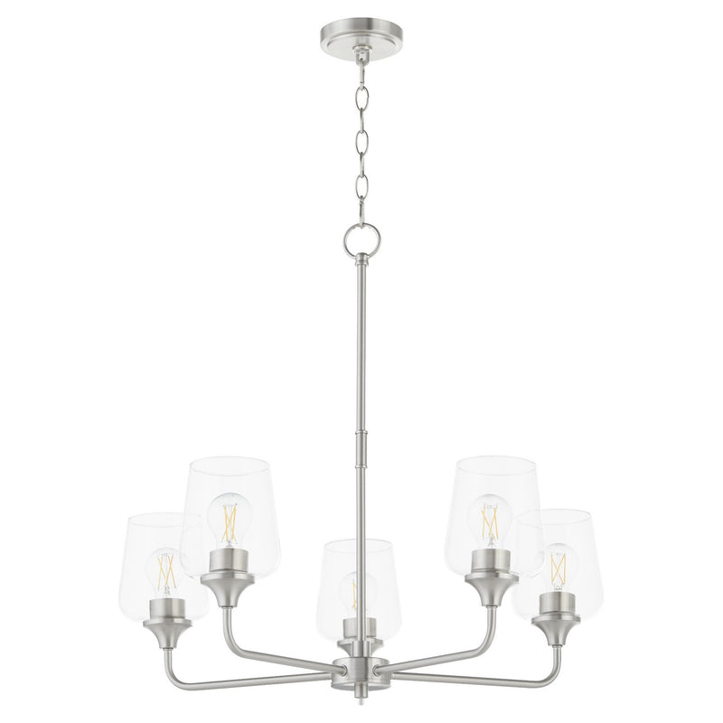 Quorum 6313-5-65 Five Light Chandelier, Satin Nickel
