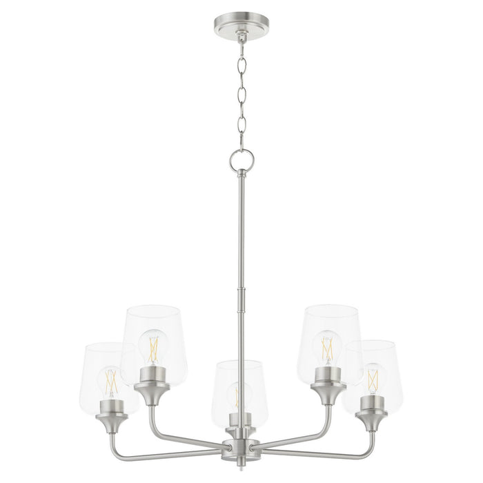 Quorum 6313-5-65 Five Light Chandelier, Satin Nickel