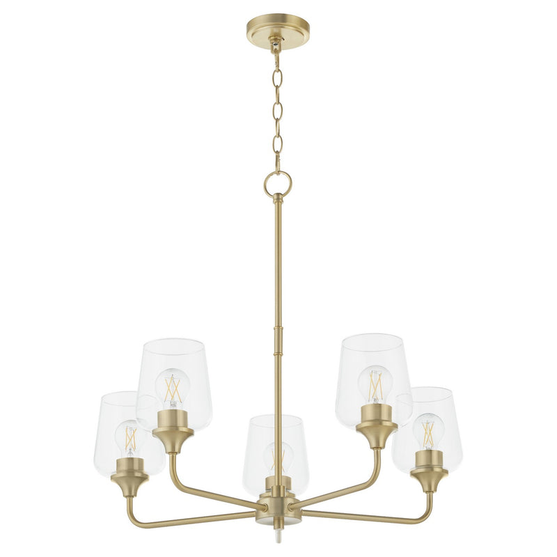 Quorum 6313-5-80 Five Light Chandelier, Aged Brass