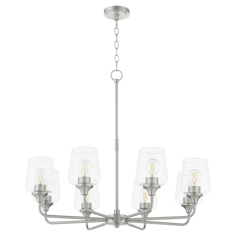 Quorum 6313-8-65 Eight Light Chandelier, Satin Nickel