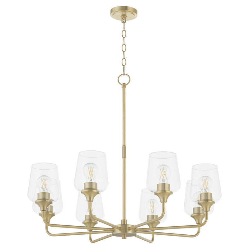 Quorum 6313-8-80 Eight Light Chandelier, Aged Brass