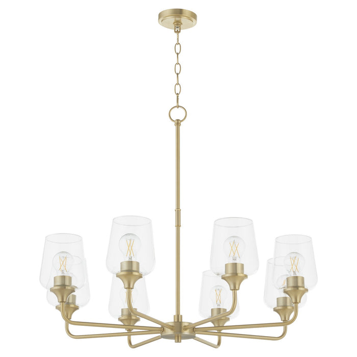 Quorum 6313-8-80 Eight Light Chandelier, Aged Brass