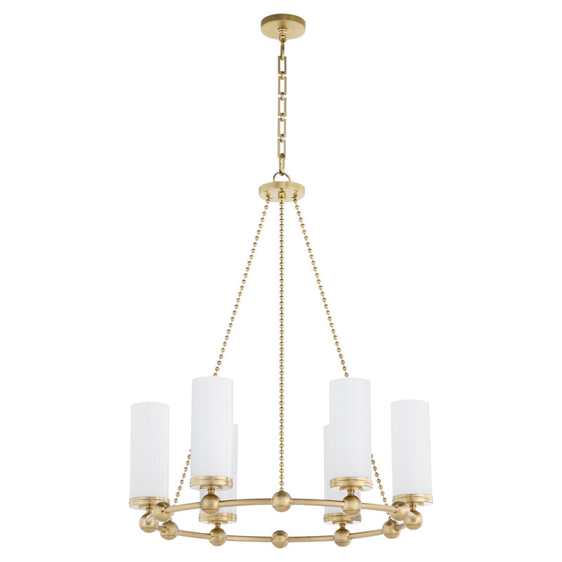 Quorum 667-6-80 Six Light Chandelier, Aged Brass