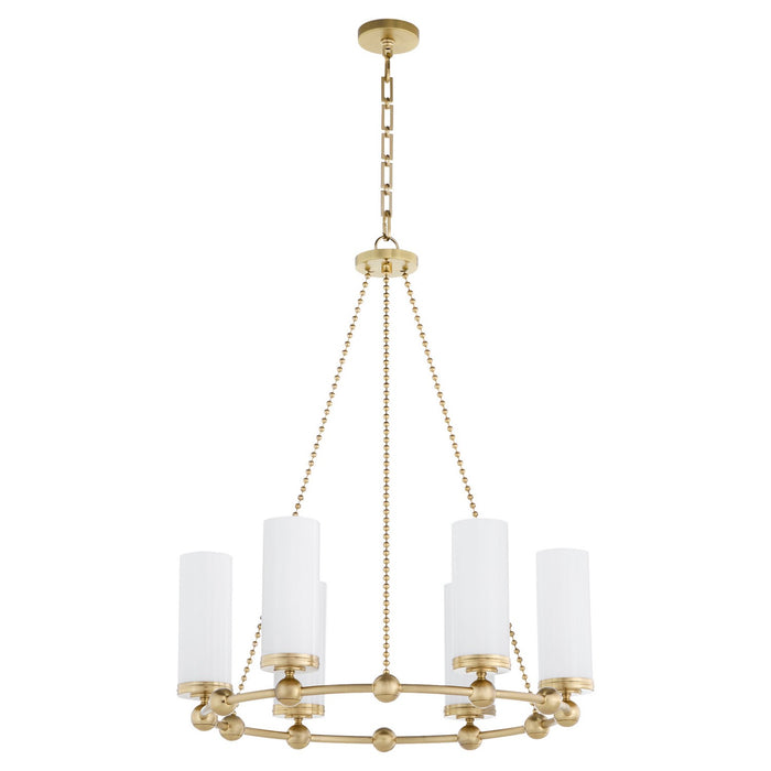 Quorum 667-6-80 Six Light Chandelier, Aged Brass