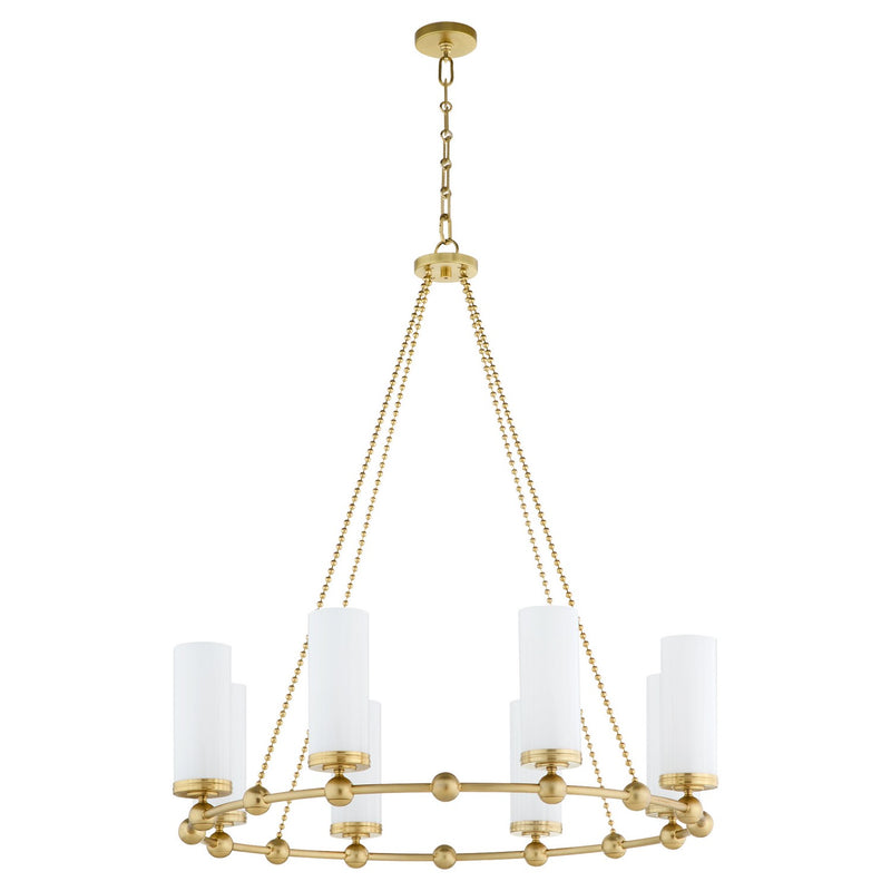 Quorum 667-8-80 Eight Light Chandelier, Aged Brass