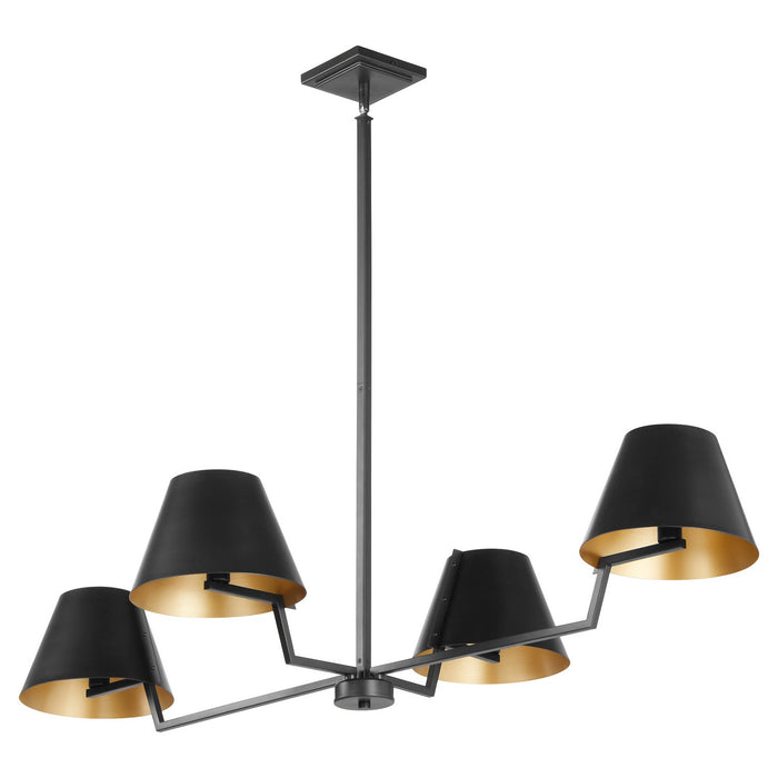 Quorum 669-4-59 Four Light Linear Chandelier, Matte Black