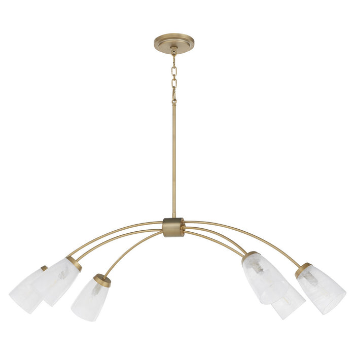 Quorum 6877-6-80 Six Light Linear Chandelier, Aged Brass