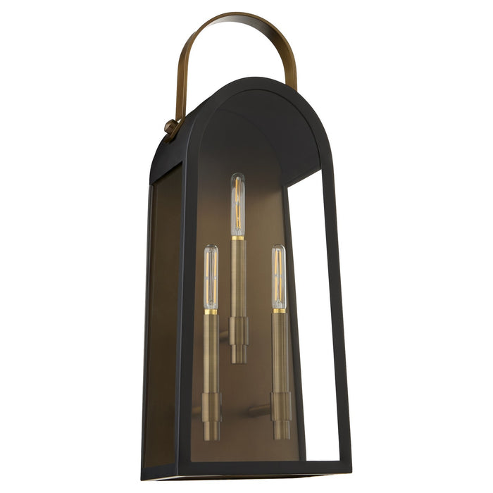 Quorum 72-25-5982 Three Light Wall Mount, Matte Black w/ Aged Copper