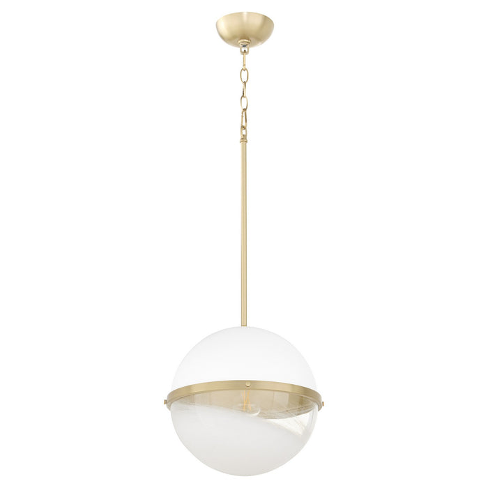 Quorum 82-12-0880 One Light Pendant, Studio White w/ Aged Brass