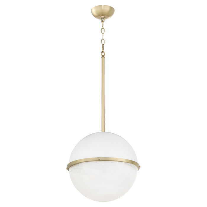 Quorum 82-14-0880 One Light Pendant, Studio White w/ Aged Brass
