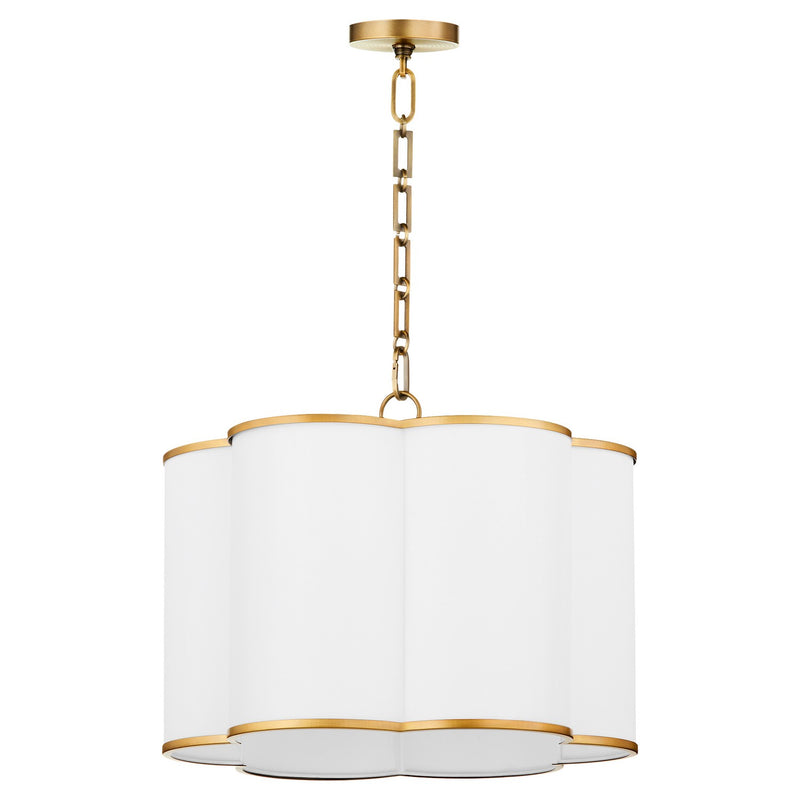Quorum 8228-4-47 Four Light Pendant, Non-Lacquered Brass