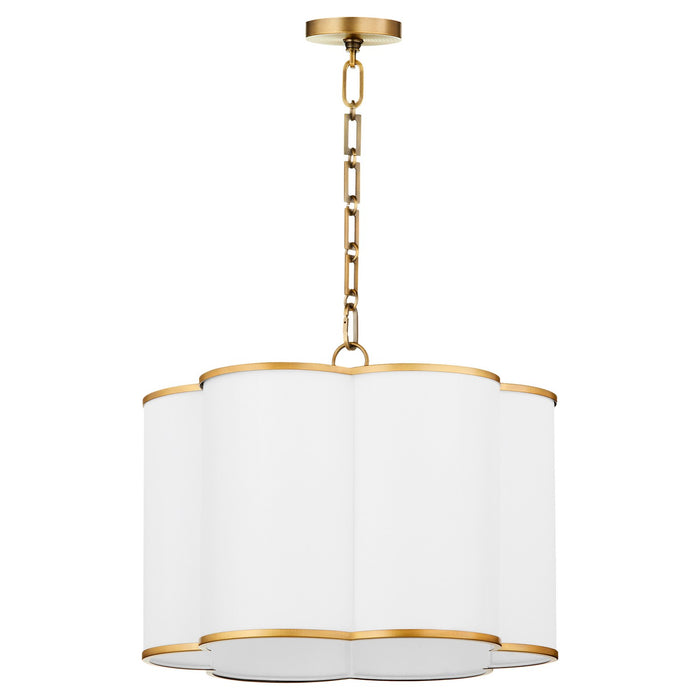 Quorum 8228-4-47 Four Light Pendant, Non-Lacquered Brass