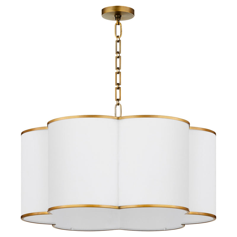 Quorum 8228-6-47 Six Light Pendant, Non-Lacquered Brass