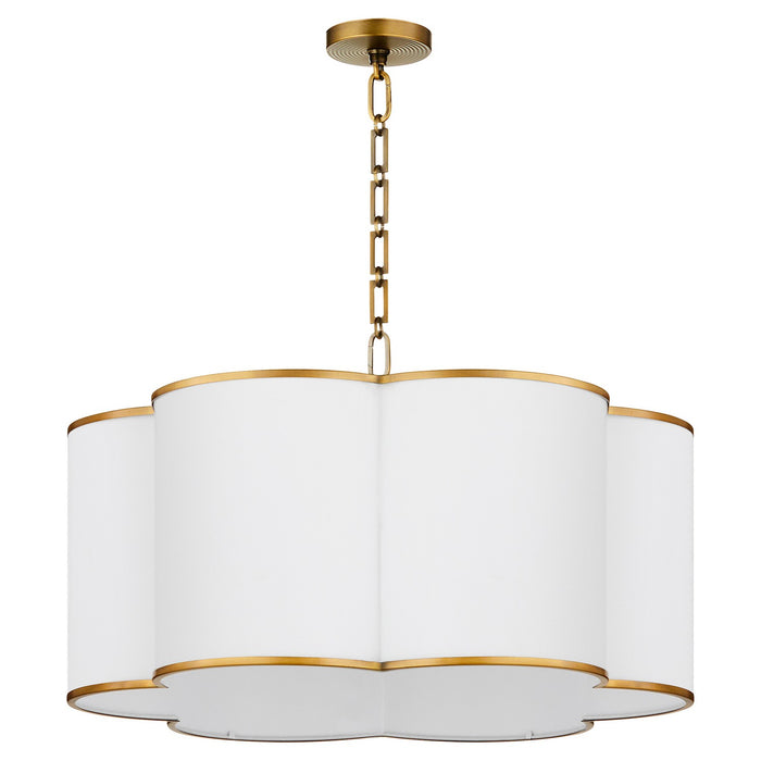Quorum 8228-6-47 Six Light Pendant, Non-Lacquered Brass