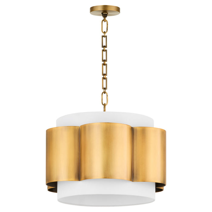 Quorum 8229-4-47 Four Light Pendant, Non-Lacquered Brass