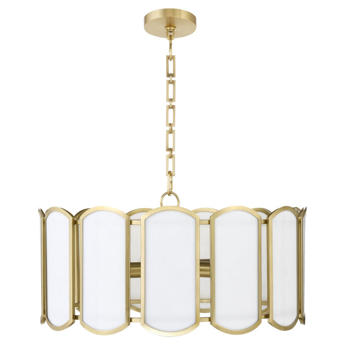 Quorum 824-5-80 Five Light Pendant, Aged Brass