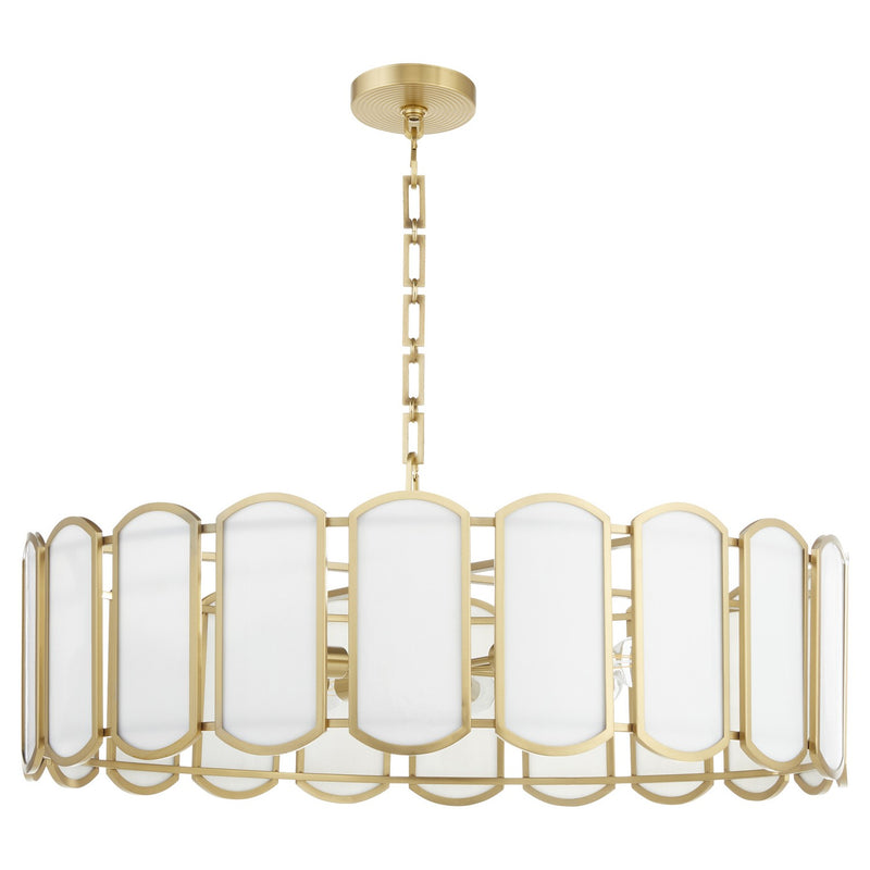 Quorum 824-8-80 Eight Light Pendant, Aged Brass
