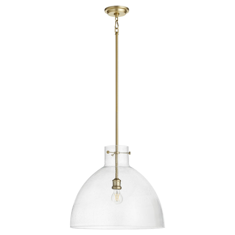 Quorum 8932-80 One Light Pendant, Aged Brass