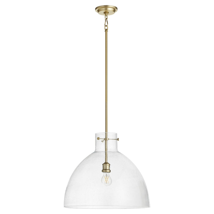 Quorum 8932-80 One Light Pendant, Aged Brass