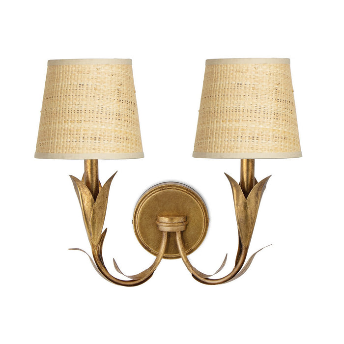 Regina Andrew 15-1219GLD-RAT Two Light Wall Sconce, Antique Gold Leaf