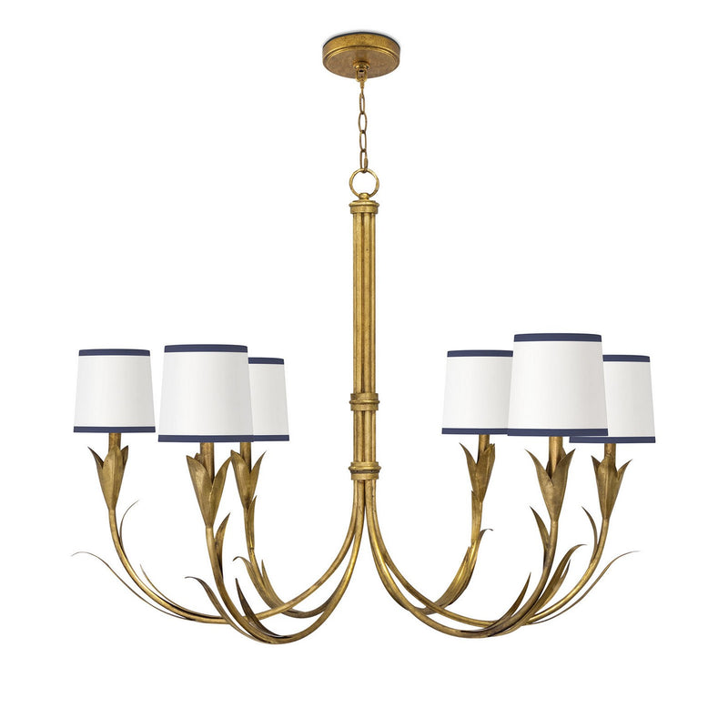 Regina Andrew 16-1416GLD-NAV Six Light Chandelier, Antique Gold Leaf