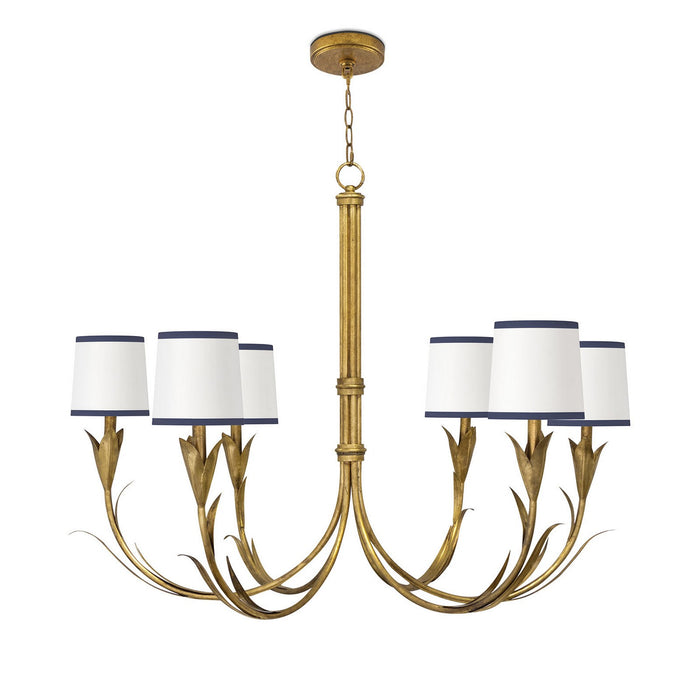 Regina Andrew 16-1416GLD-NAV Six Light Chandelier, Antique Gold Leaf