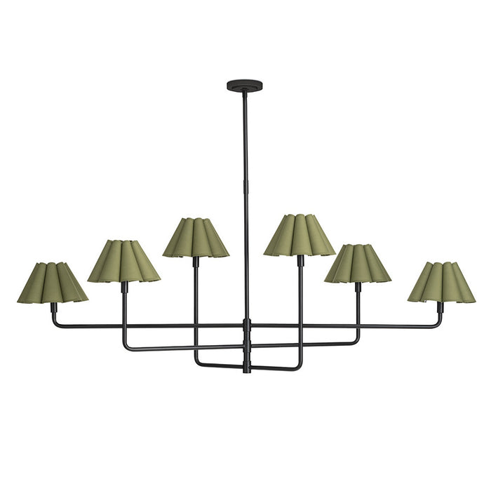 Regina Andrew 16-1454BB-GRN Six Light Chandelier, Blackened Brass