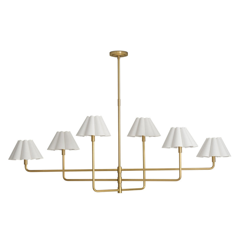 Regina Andrew 16-1454NB-WT Six Light Chandelier, Natural Brass
