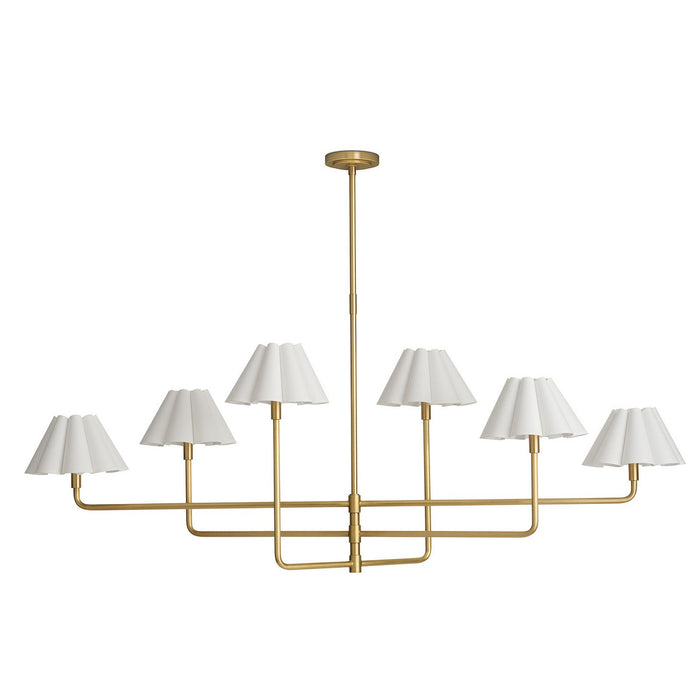 Regina Andrew 16-1454NB-WT Six Light Chandelier, Natural Brass