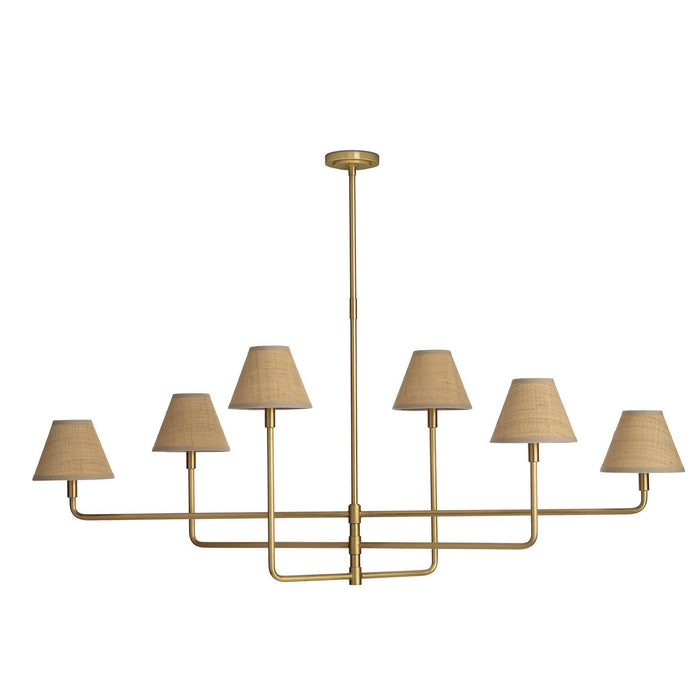 Regina Andrew 16-1454NB-RAT Six Light Chandelier, Natural Brass