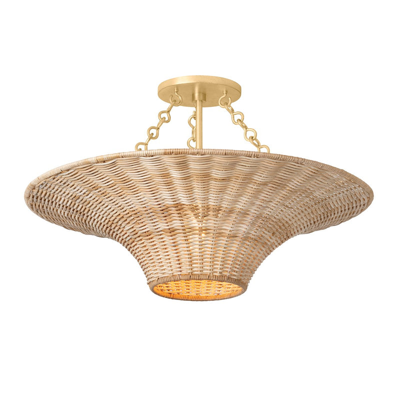 Troy Lighting C2425-VGL One Light Semi Flush Mount, Vintage Gold Leaf