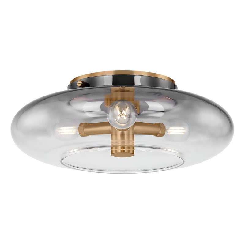 Troy Lighting C2915-PBR Three Light Flush Mount, Patina Brass