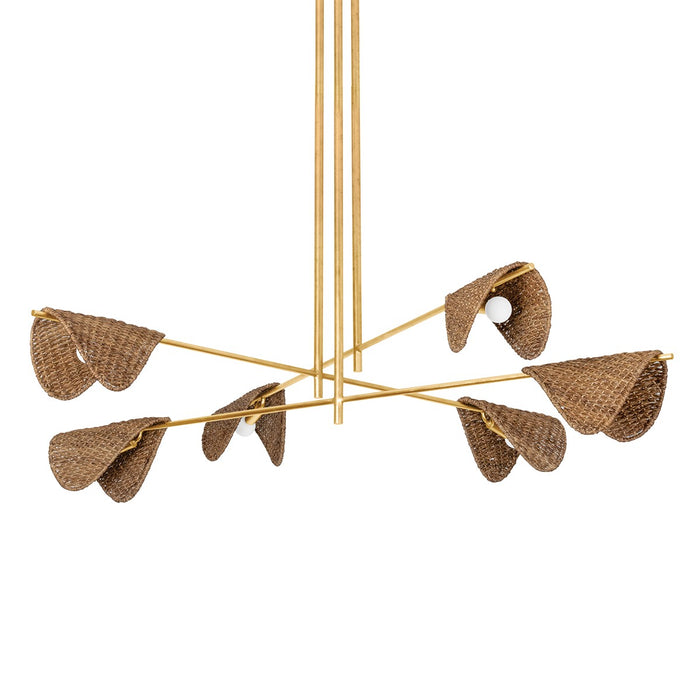 Troy Lighting F1060-VGL Six Light Chandelier, Vintage Gold Leaf