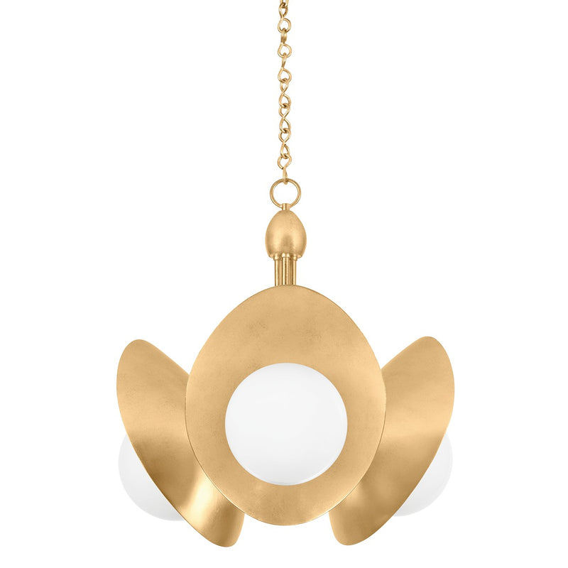 Troy Lighting F3024-VGL Three Light Chandelier, Vintage Gold Leaf
