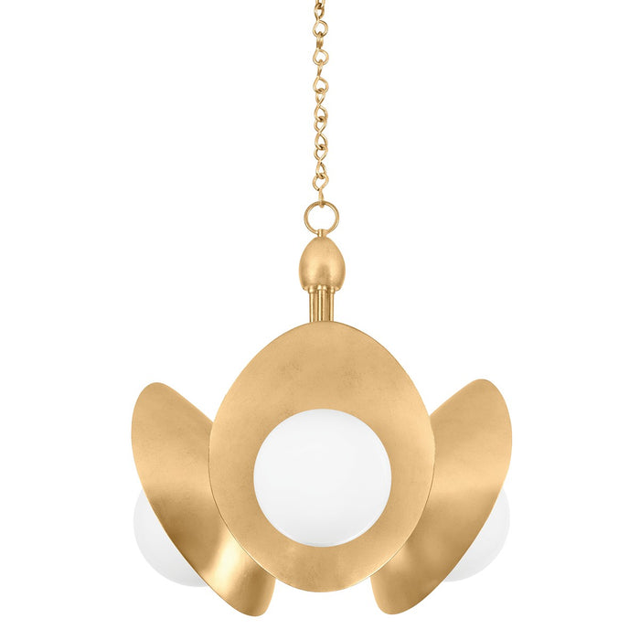 Troy Lighting F3024-VGL Three Light Chandelier, Vintage Gold Leaf