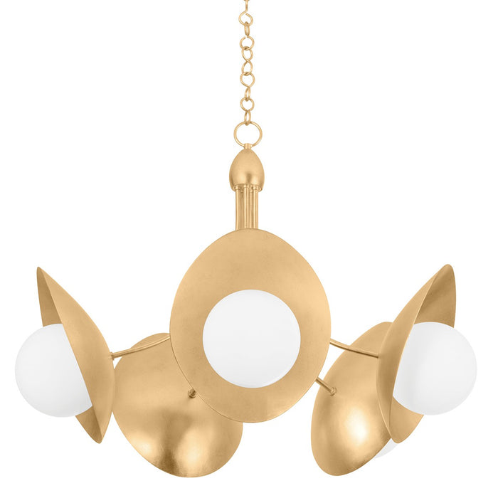 Troy Lighting F3038-VGL Five Light Chandelier, Vintage Gold Leaf