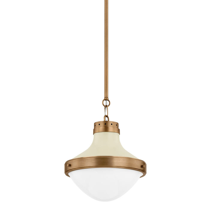 Troy Lighting F3113-PBR/SSD One Light Pendant, Patina Brass And Soft Sand