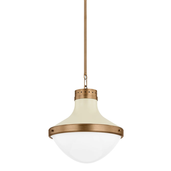 Troy Lighting F3117-PBR/SSD One Light Pendant, Patina Brass And Soft Sand