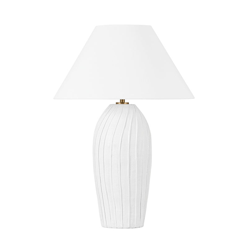Troy Lighting PTL2231-PBR/CLW One Light Table Lamp, Patina Brass/Ceramic Loft White