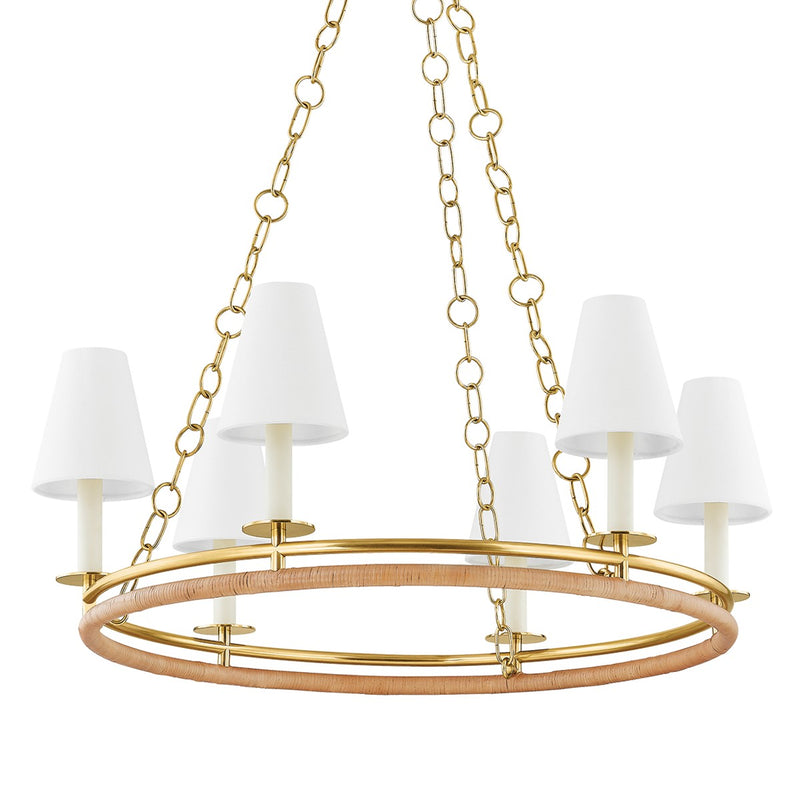 Hudson Valley 4406-AGB Six Light Chandelier, Aged Brass
